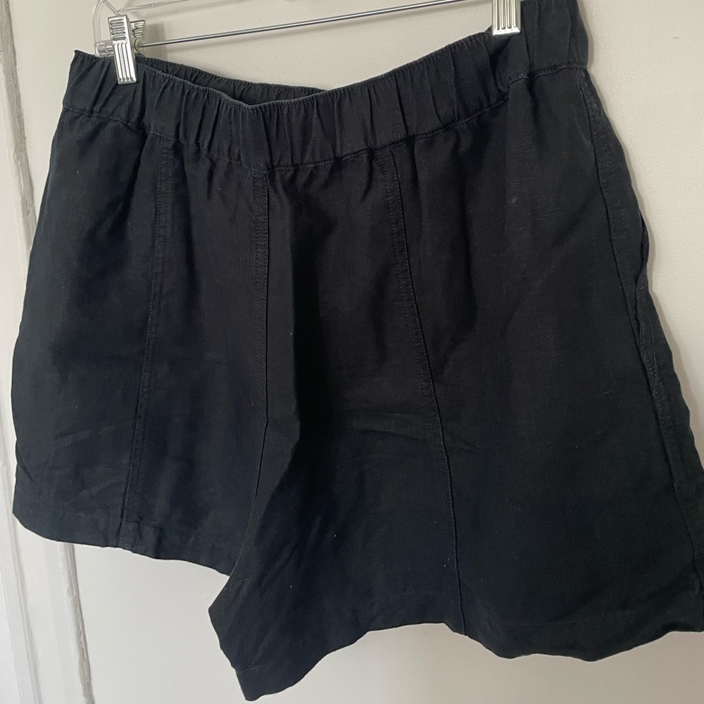 Madewell Linen-Blend Easy Pull-On Shorts. Size M. Black.